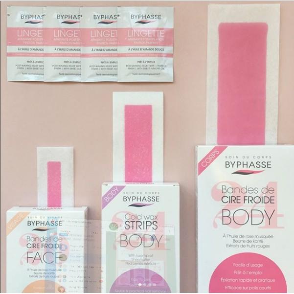Miếng dán tẩy lông vùng bikini và nách BYPHASSE Cold Wax Strips Body (24 miếng, 4 khăn lau)