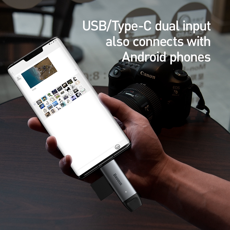 Đầu đọc thẻ baseus 2 trong 1 đầu đọc thẻ nhớ usb 3.0 & usb type c sang sd micro sd tf đầu chuyển đổi otg đầu đọc thẻ nhớ microsd thông minh cho ipad