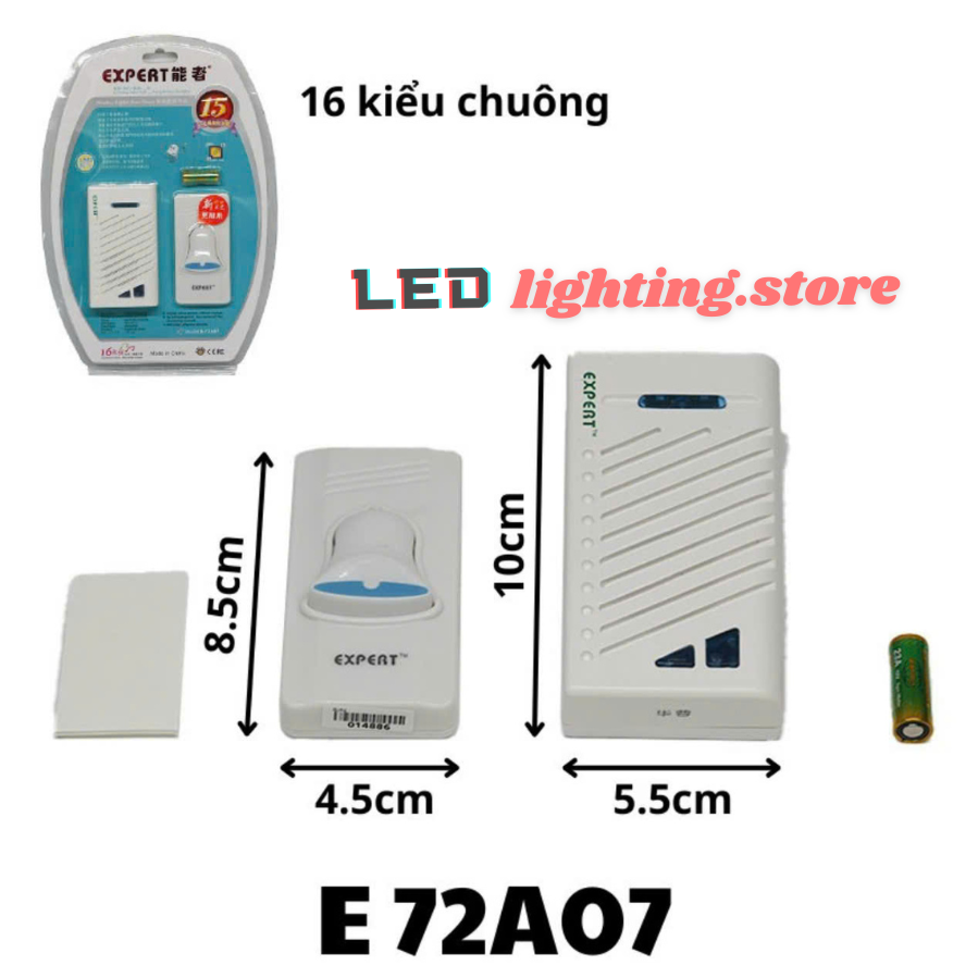 Bộ chuông cửa không dây Expert 72A07 gồm 16 kiểu chuông ( khoảng cánh xa 150m )