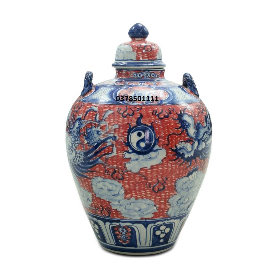 Vò vẽ rồng phượng men lam 10L