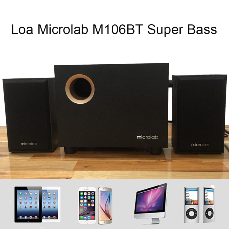 Bảng giá Loa Vi Tính Công Suất Lớn, Loa Vi Tính Bluetooth Microlab M106BT/2.1 Cao Cấp, Loa Super Bass, Thiêt Kế Mạnh Mẽ, Đẳng Cấp Âm Thanh, Nghe Cực Phê, BH 12 Tháng Phong Vũ