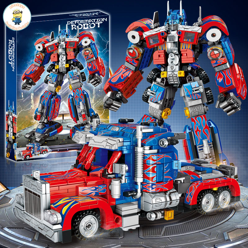 Đồ chơi lắp ráp kiểu lego mô hình robot transformers đại chiến optimus prime và bumblebee với 800+pcs
