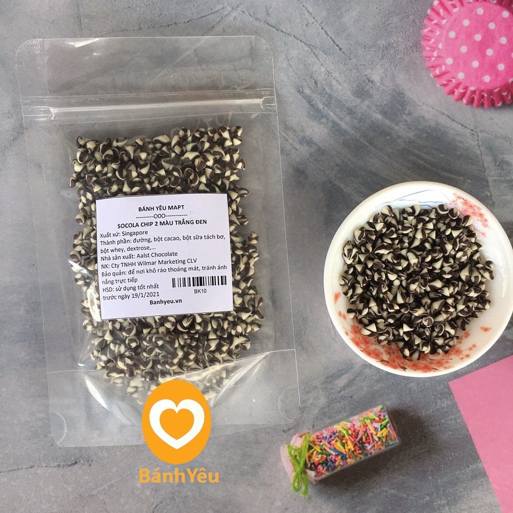 Socola chip 2 màu đen trắng chia - 100g