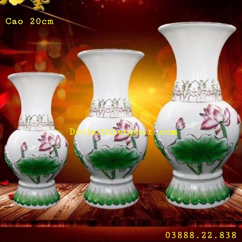Bình Bông Hoa Sen sứ nhiều kích thước