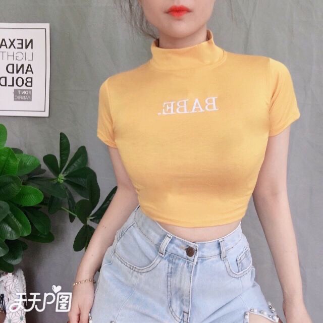 [HCM]Áo croptop cổ lọ BABE mẫu mới cực xinh ( kèm ảnh thật)