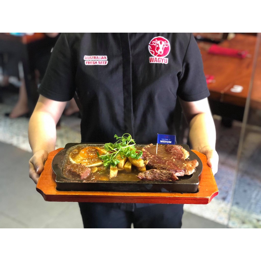 Đá nướng thịt kèm lót gỗ