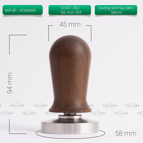 Tamper lò xo nén cà phê esspresso cán gổ