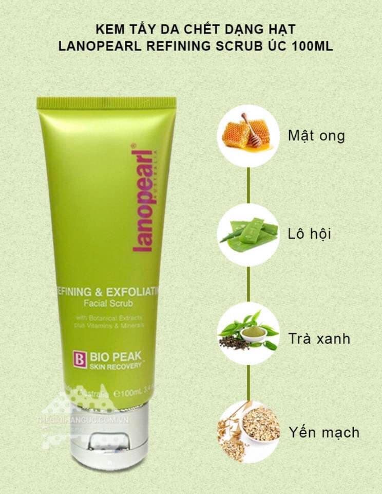 Kem tẩy tế bào chết Refining & Exfoliating Facial Scrub Lanopearl 100 ml