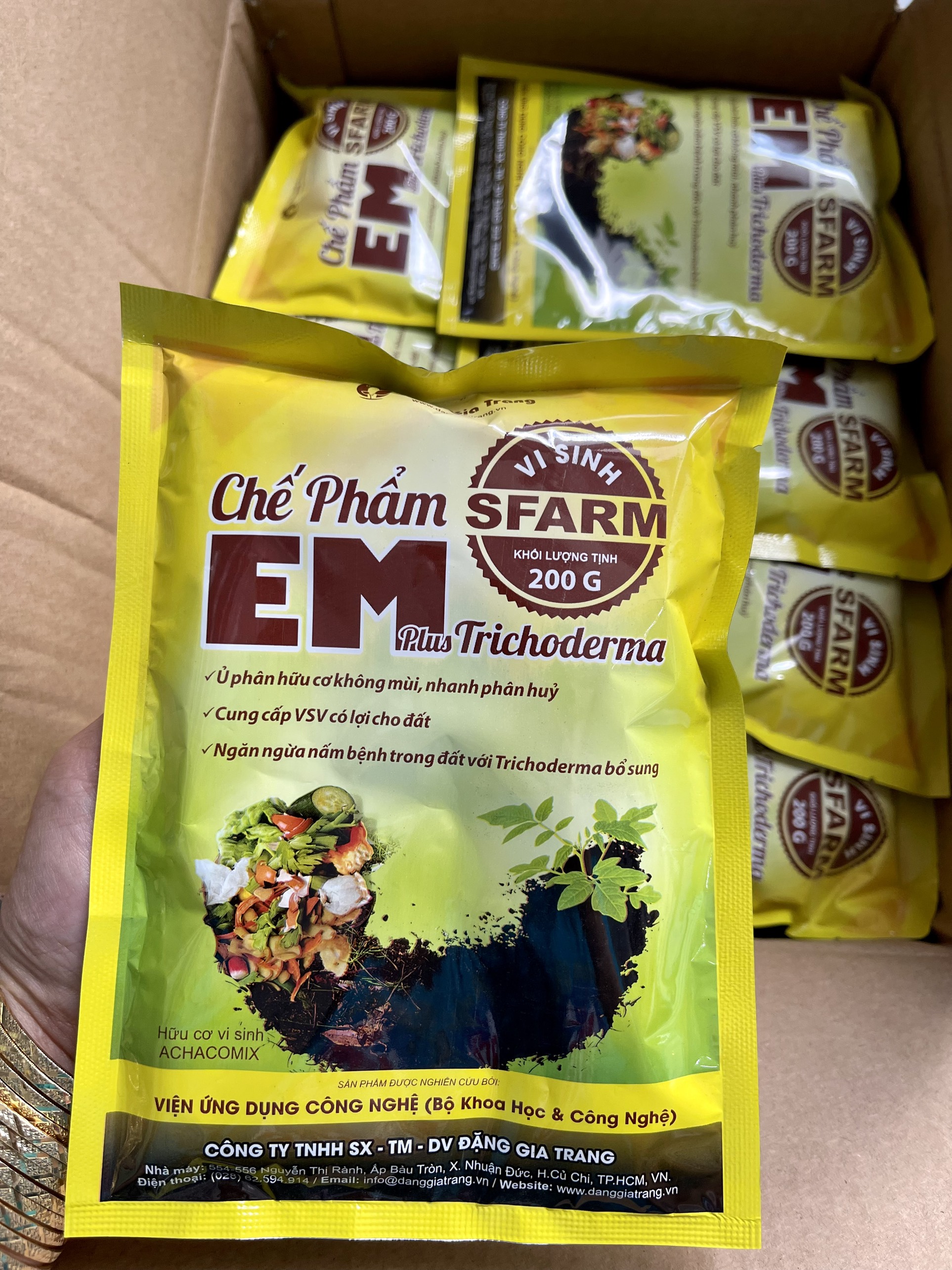 1kg Trichoderma, Nấm đôi kháng Trichoderma, ủ phân nhà bếp, EM Sfarm 200gr, chế phẩm men vi sinh, bổ sung vi sinh vật có lợi vào đất