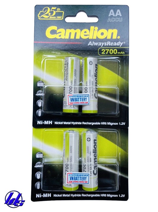 Pin sạc AA Camelion AlwaysReady 2700mAh - Vỉ 2 viên