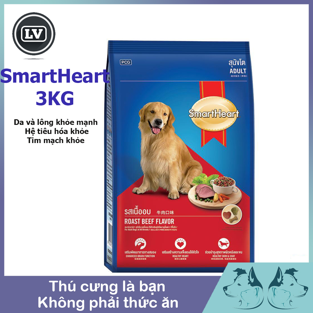 Thức ăn cho chó trưởng thành SMARTHEART ADULT 3kg Phụ kiện Long Vũ
