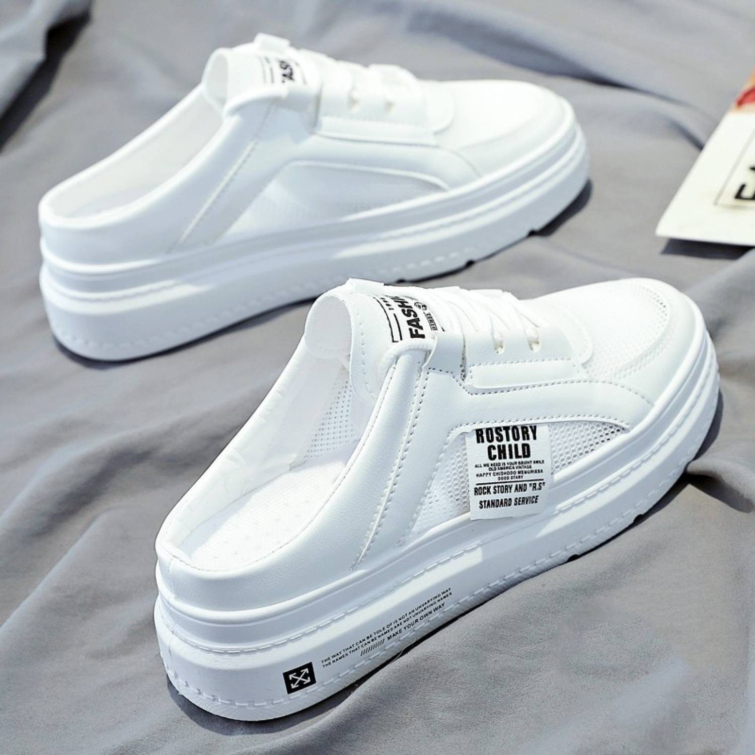 Giày Lưới Sục Nữ Giày Slip On Dế Bánh Mì 5 Phân