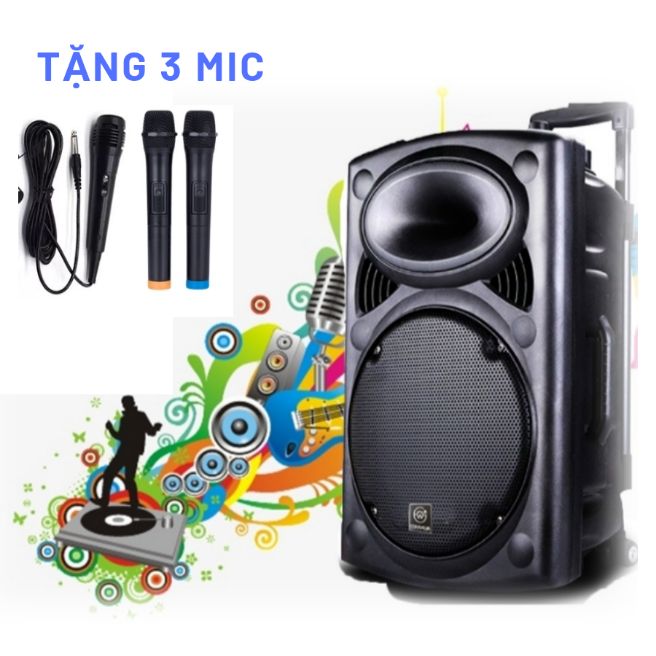 loa kéo karaoke bass 30+3 mic