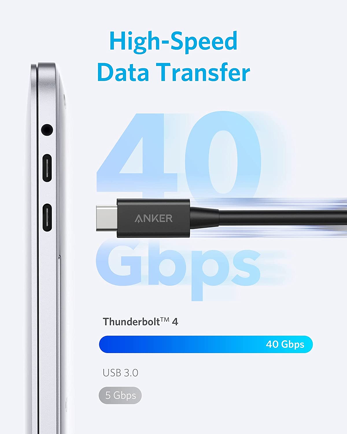 Cáp sạc nhanh Anker Thunderbolt 4 C - C - A8859 100W/40Gpbs - 8K display [BH 12T]