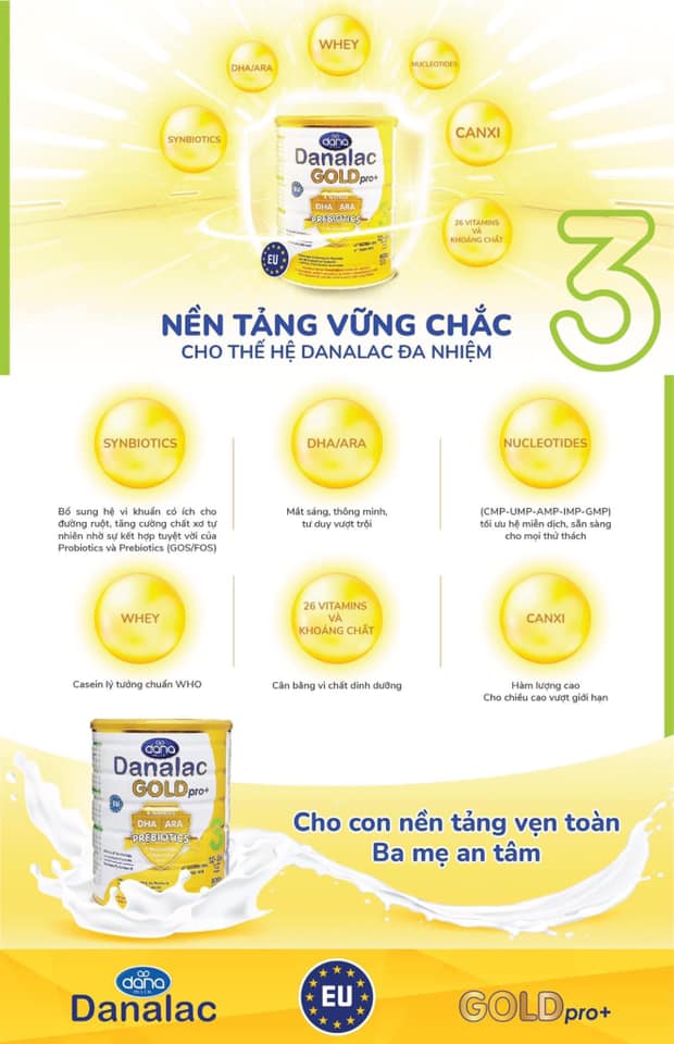Sữa Danalac Gold Pro+ số 3 800g (1-3 tuổi)