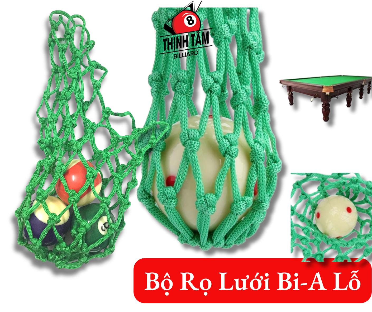[THỊNH TÂM] Bộ 6 Rọ Lưới Bida Lỗ - Bi-A Pool [ Bộ Rọ Lưới Dù ]