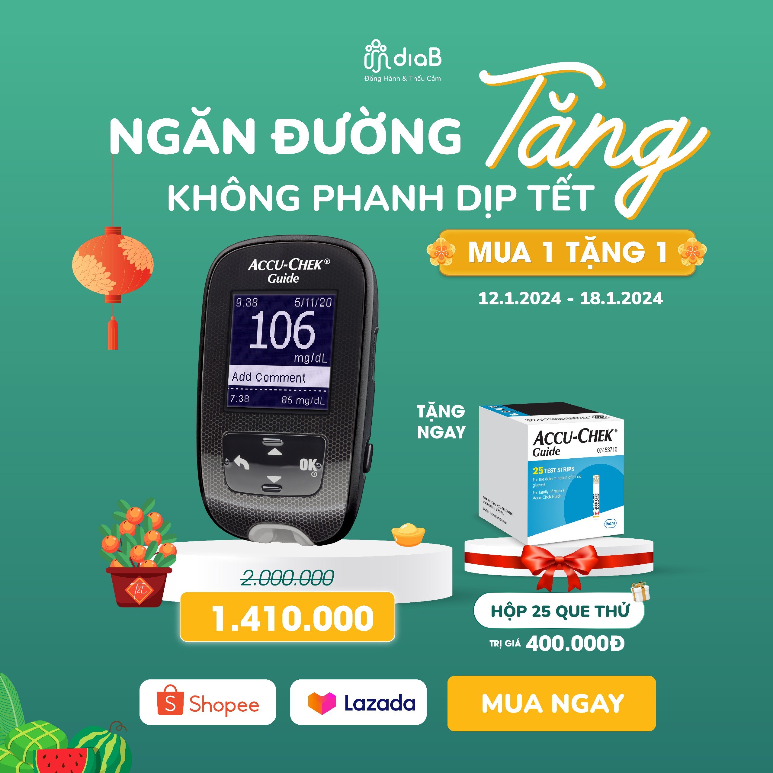 ROCHE - MÁY ĐO ĐƯỜNG HUYẾT ACCU CHEK GUIDE