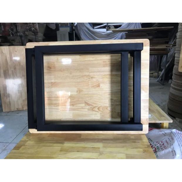 Bàn gỗ chân gấp xếp cao (60×120×75Cm)
