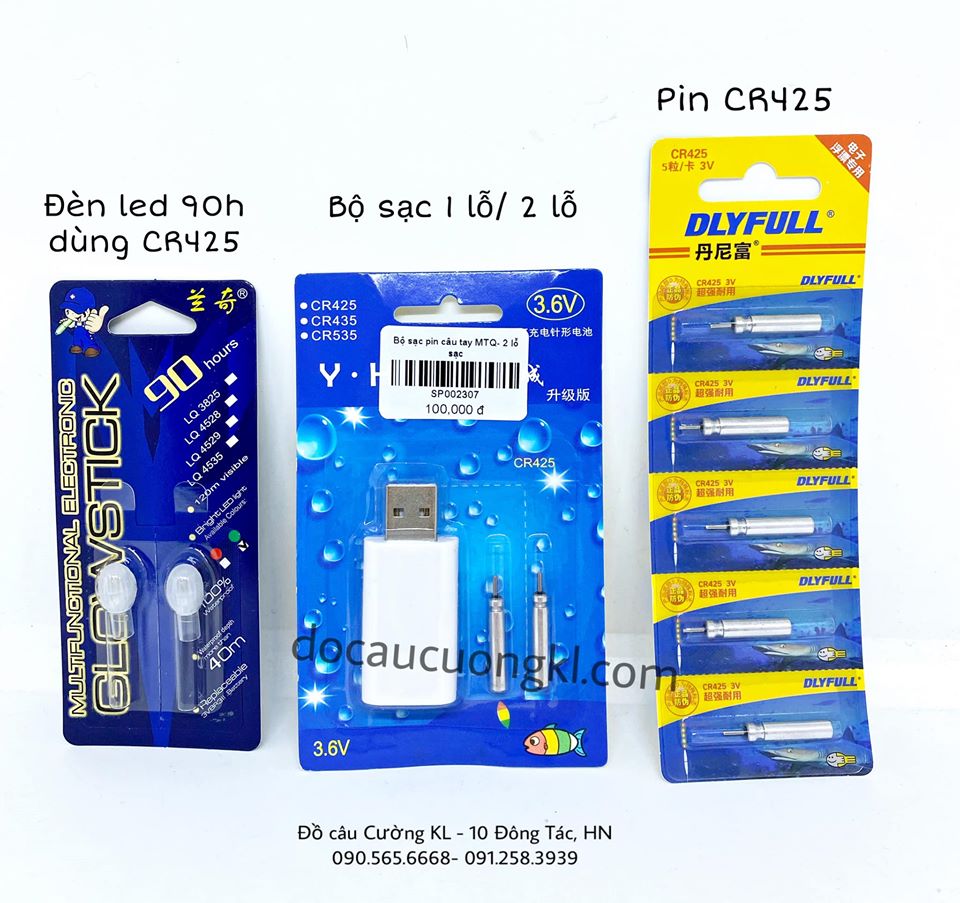 Đèn led câu cá 90h bóng tròn dùng pin CR425