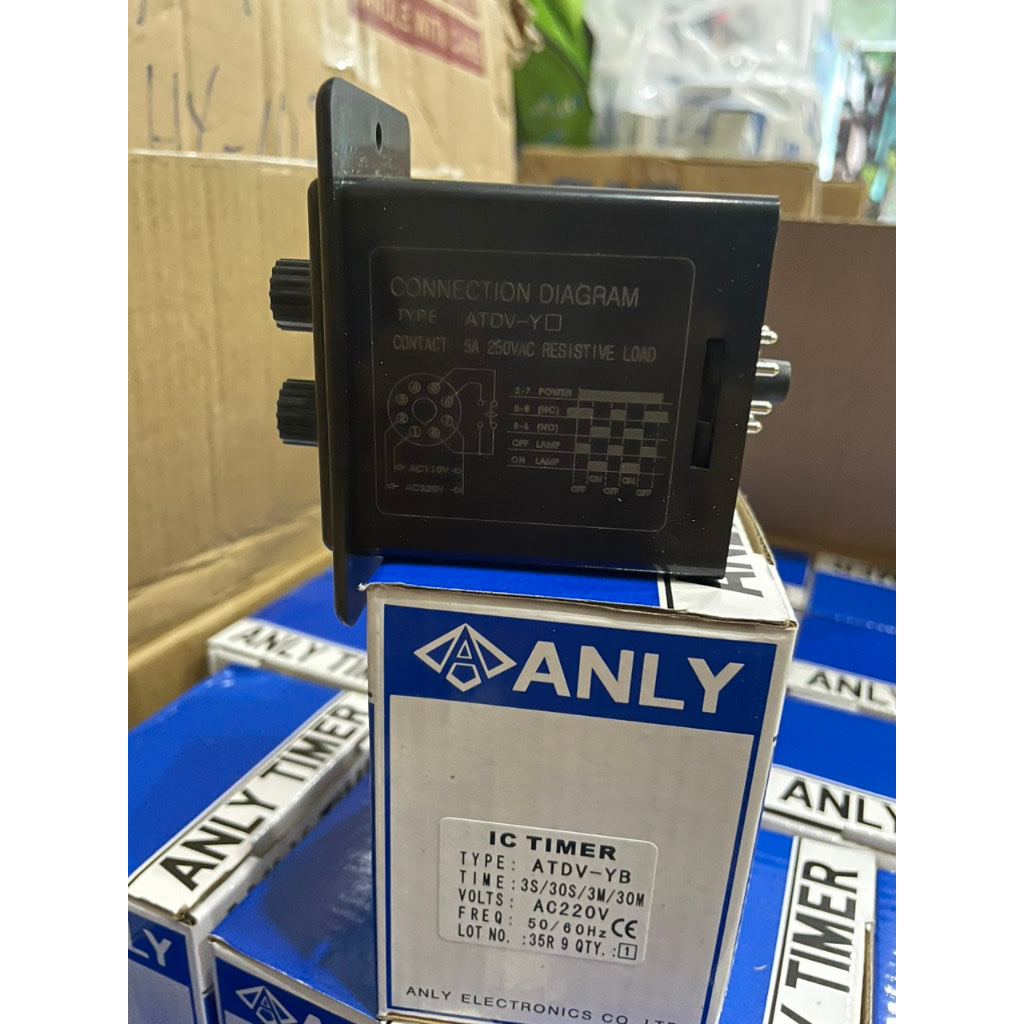 Rơ le thời gian (Timer) Đôi Anly ATDV-Y, ATDV-YB 3S/30S/3M/30M (Đã Bao đế)
