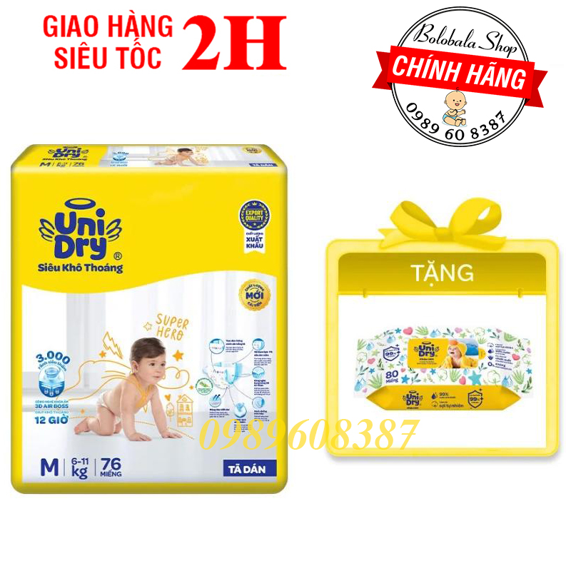 [HCM]Tã dán UNIDRY S54/M46/L40/XL38/ M76/ L68/ XL62 miếng