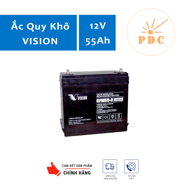 Ắc quy VISION 12V 55Ah 6FM55-X - (PDC-TECH)