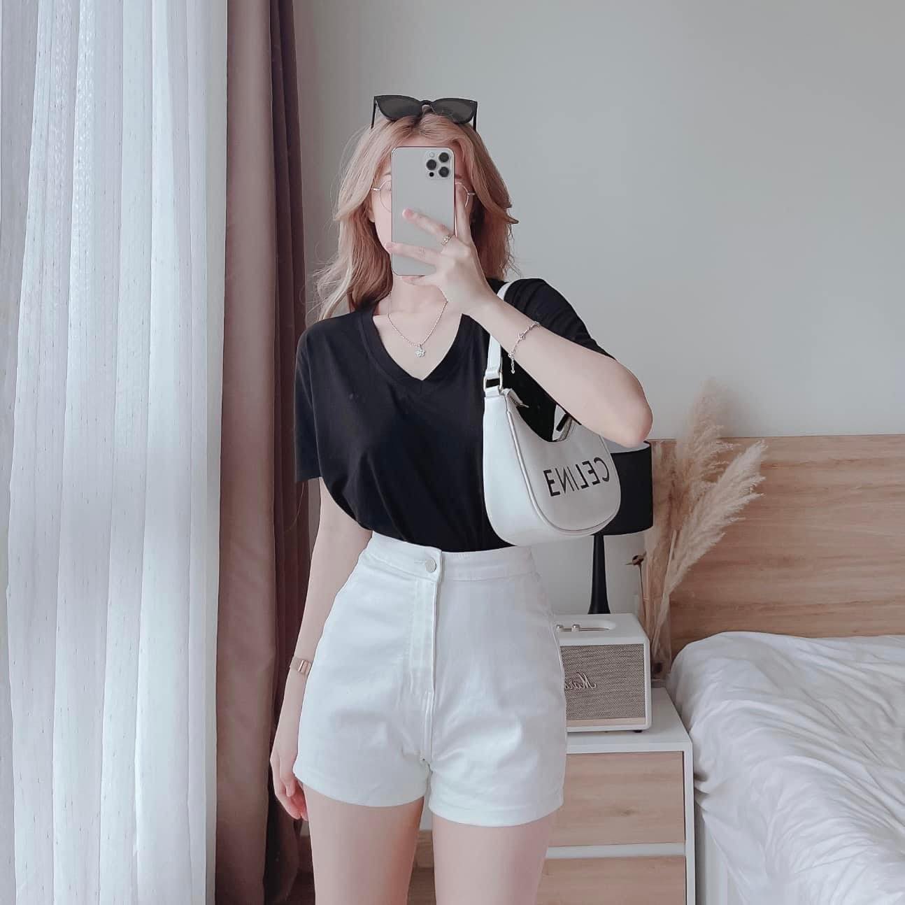 Quần shorts cạp cao chất kaki dáng ôm m509