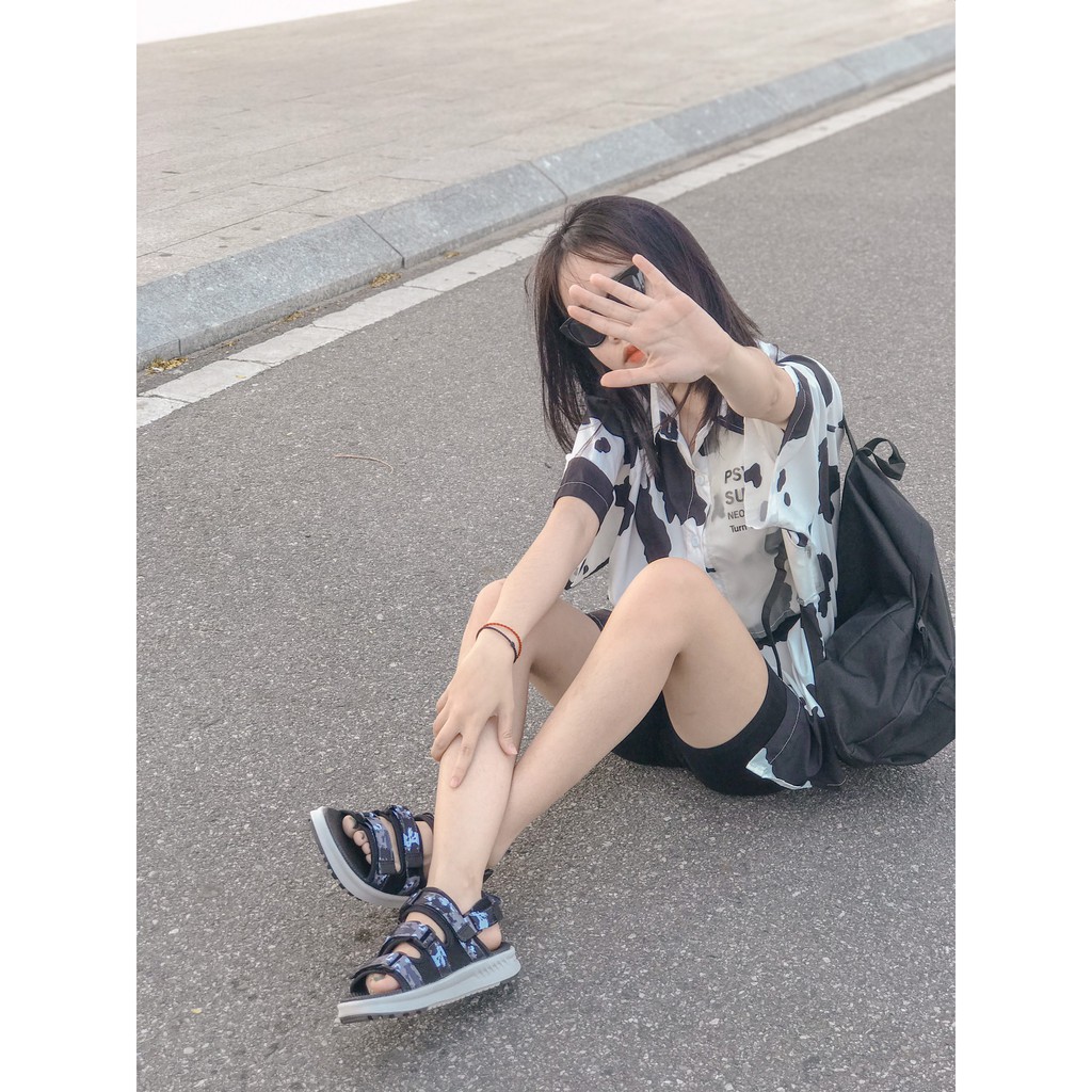 Sandal Nữ,Nam Cá Tính Letas D1003 Đen Camo