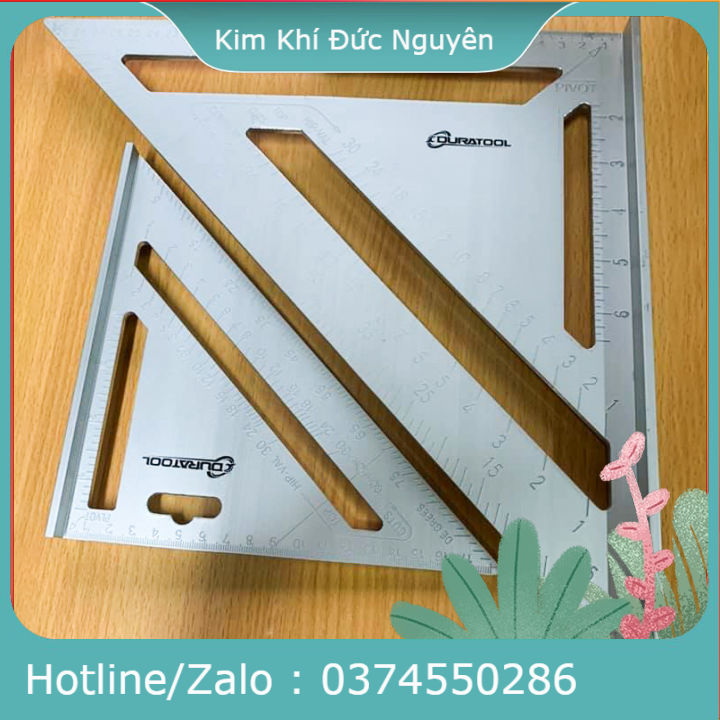 Thước mòi nhôm - thước đo góc tam giác đo độ nghiêng, độ dốc mặt phẳng kim khí đức nguyên