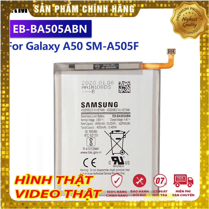 Pin samsung galaxy a20 a30 a30s a50 a50s eb-ba505abu 4000mah zin. + tặng keo dán pin