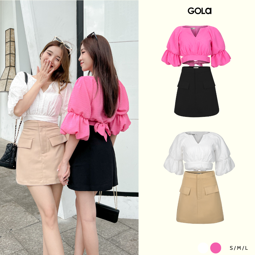 Áo LASI - Áo tay phồng cột nơ phía sau