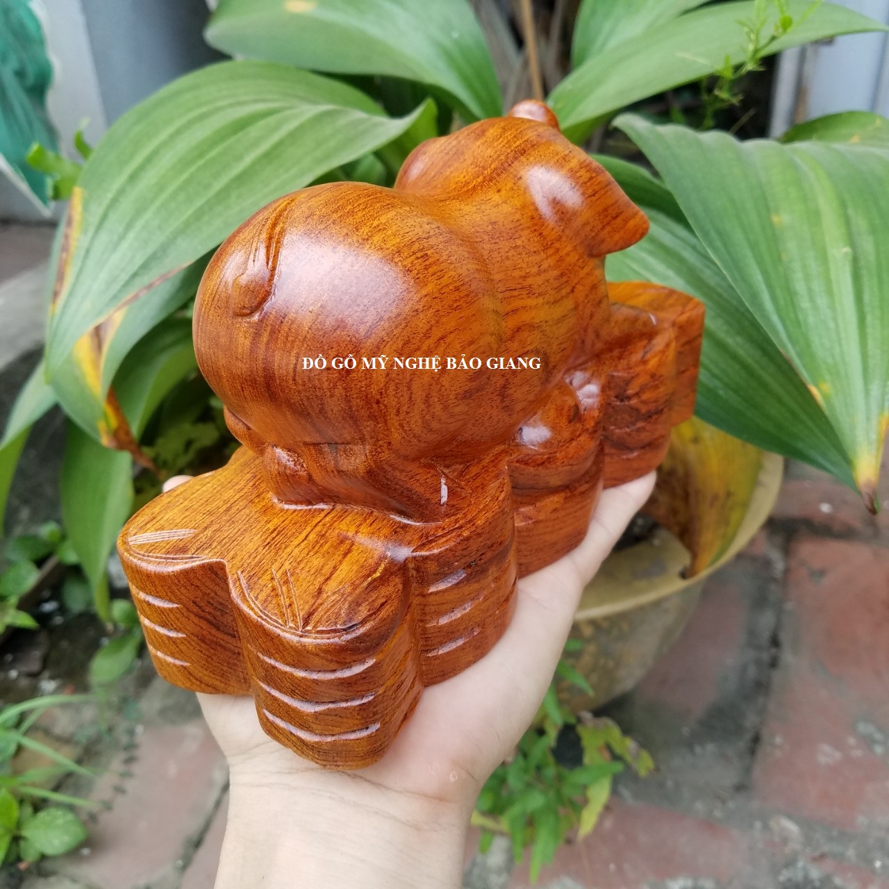 Tượng con lợn gỗ ngọc am thơm ngang 20 sâu 10 cao 12 cm