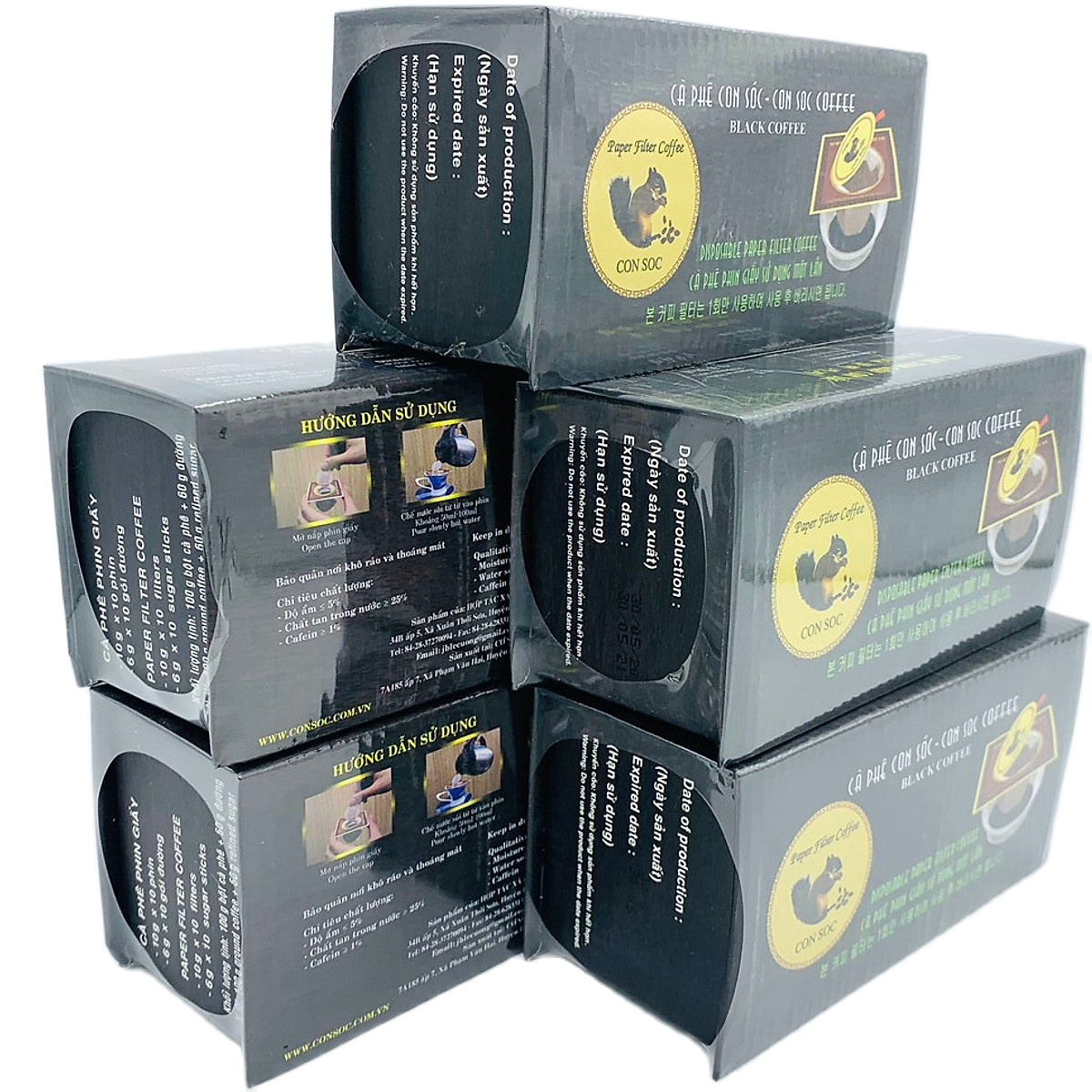 Hộp Cà phê Con Sóc Phin Lọc Đơn Đen( Combo 5 Hộp)