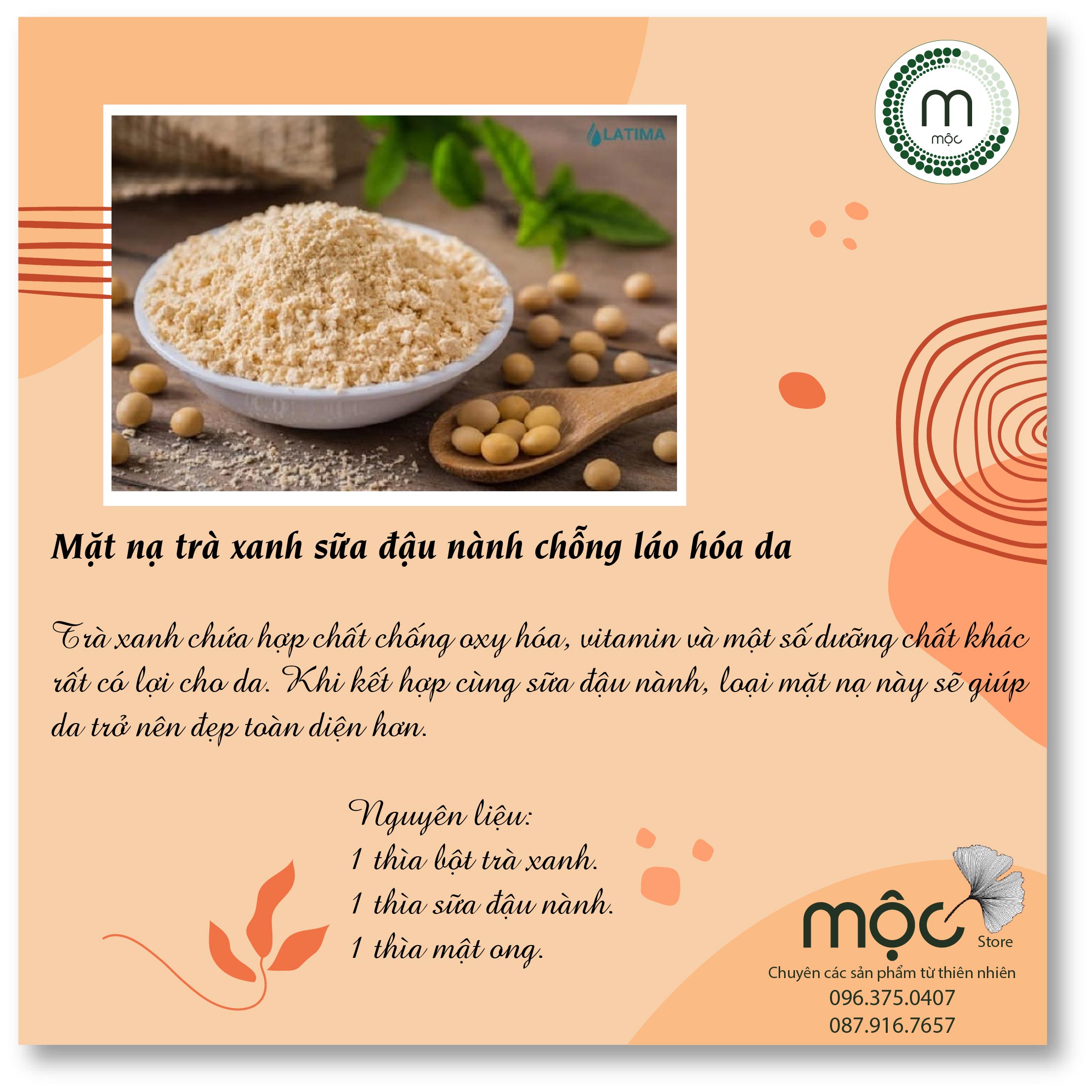 Bột đậu nành nguyên chất đắp mặt nạ MỘC - tẩy tế bào chết, dưỡng ẩm, se khít lỗ chân lông, ngăn ngừa lão hóa túi dùng thử 10g, chai 100ml và 200ml handmade