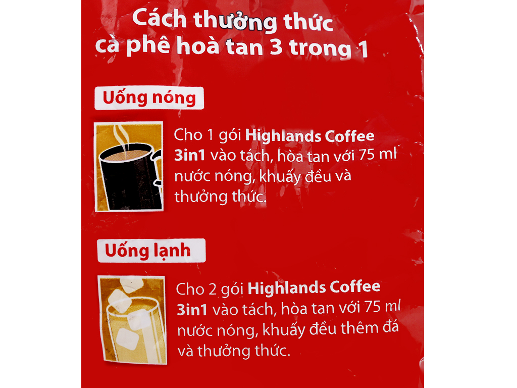 Cà phê sữa Highlands 3 in 1 850g (50 gói x 17g)
