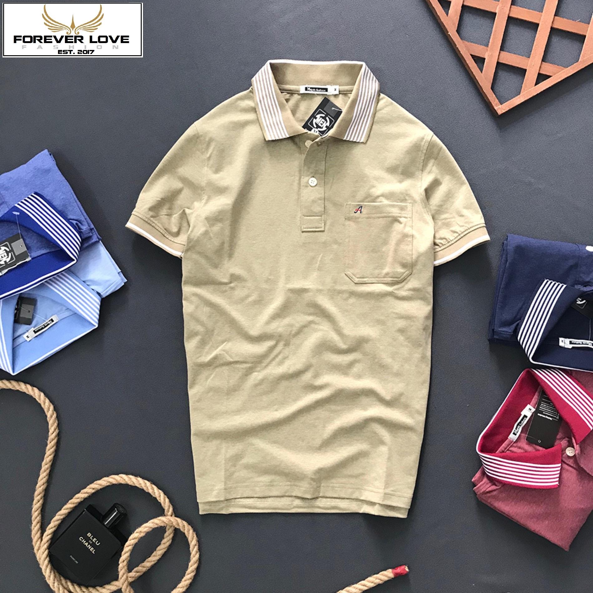 >> BÁO GIÁ ÁO THUN NAM CỔ BẺ VIỀN VAI KIM TUYẾN PHỐI LOGO | Shopee Lazada Sendo Tiki mới nhất 154 Áo thun nam cổ bẻ sọc ngang phối túi thêu logo chữ A phong cách doanh nhân - CS103