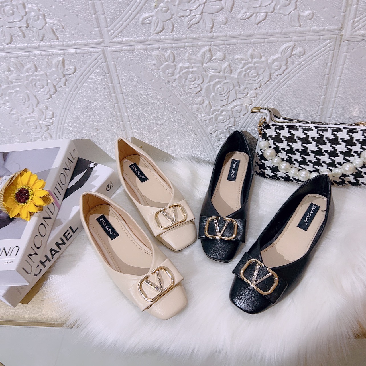 SHOP GIÀY NỮ | GIÀY BỆT NỮ TAG V ĐÍNH ĐÁ MŨI VUÔNG DA LÌ MỀM , ÊM CHÂN SIÊU XINH - 780