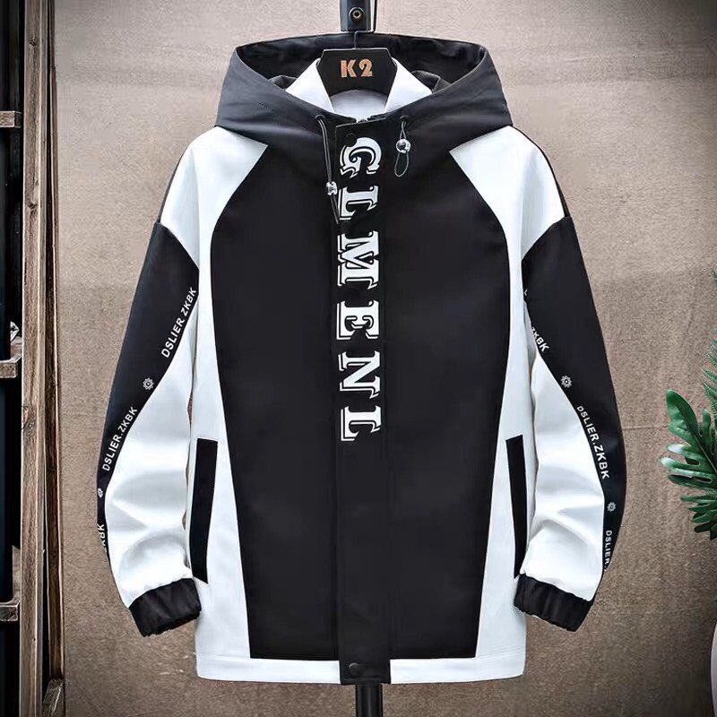 Áo khoác nam vải dù gió thiết kế 2 lớp logo in có nón phối màu form rộng new hot trend