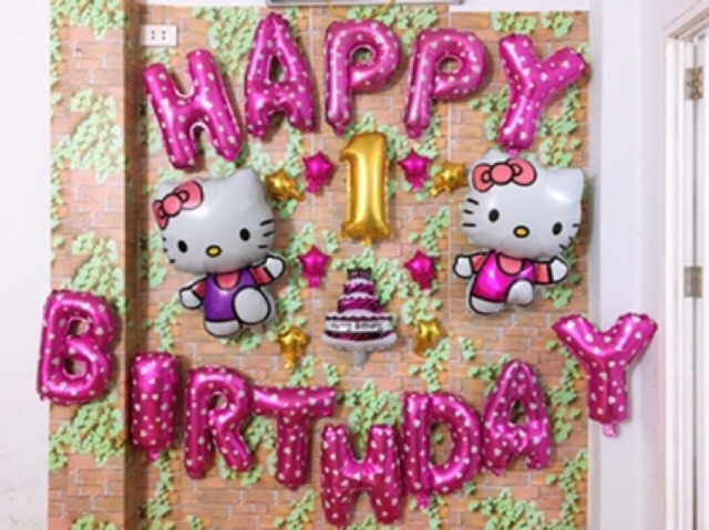 Set bóng trang trí sinh nhật hello kitty- set 8C