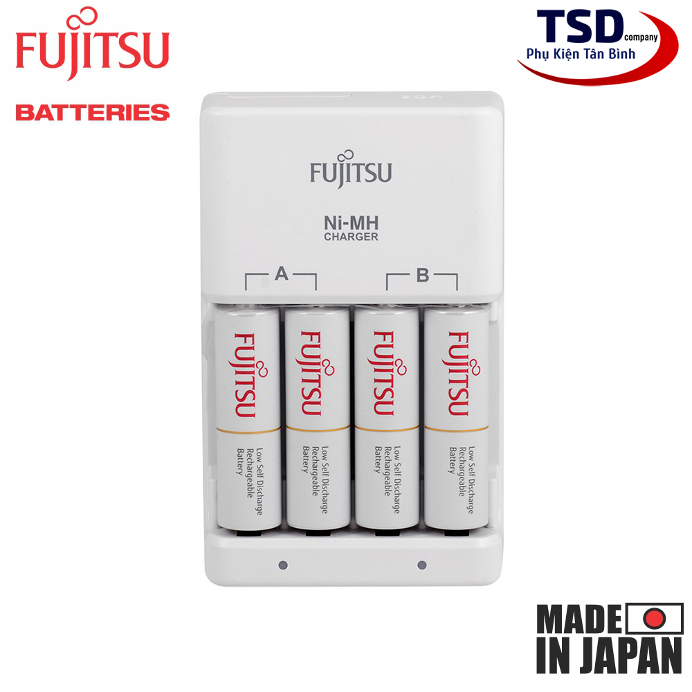 Bộ 4 Pin & Sạc FUJITSU FCT345 Chính Hãng Nội Địa Nhật Bản
