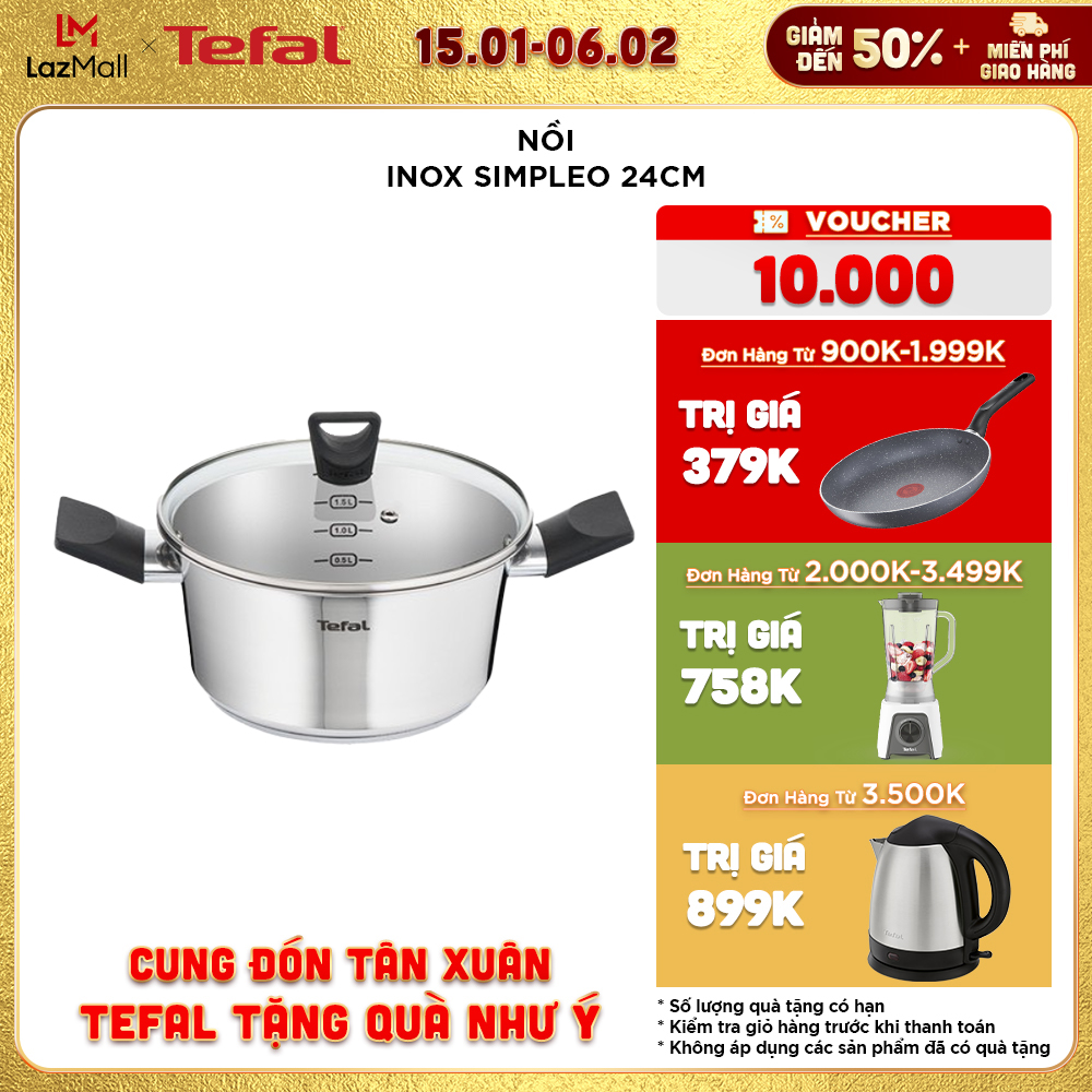 Nồi inox đáy từ Tefal Simpleo B9054695 24cm – Hàng chính hãng