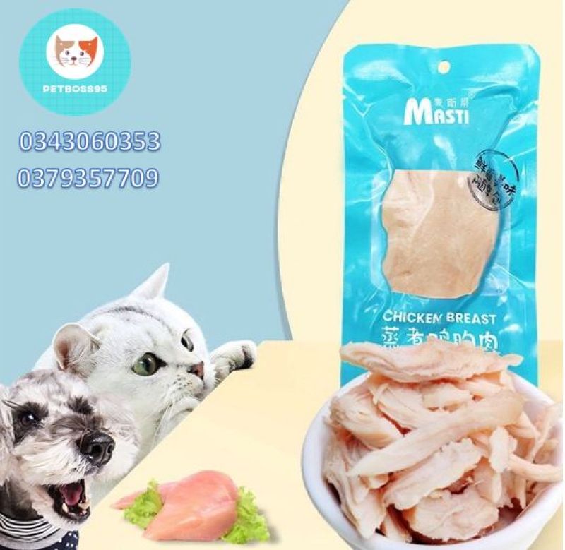 Ức gà hấp Masti ăn liền -thức ăn nhanh cho chó mèo thú cưng 40G