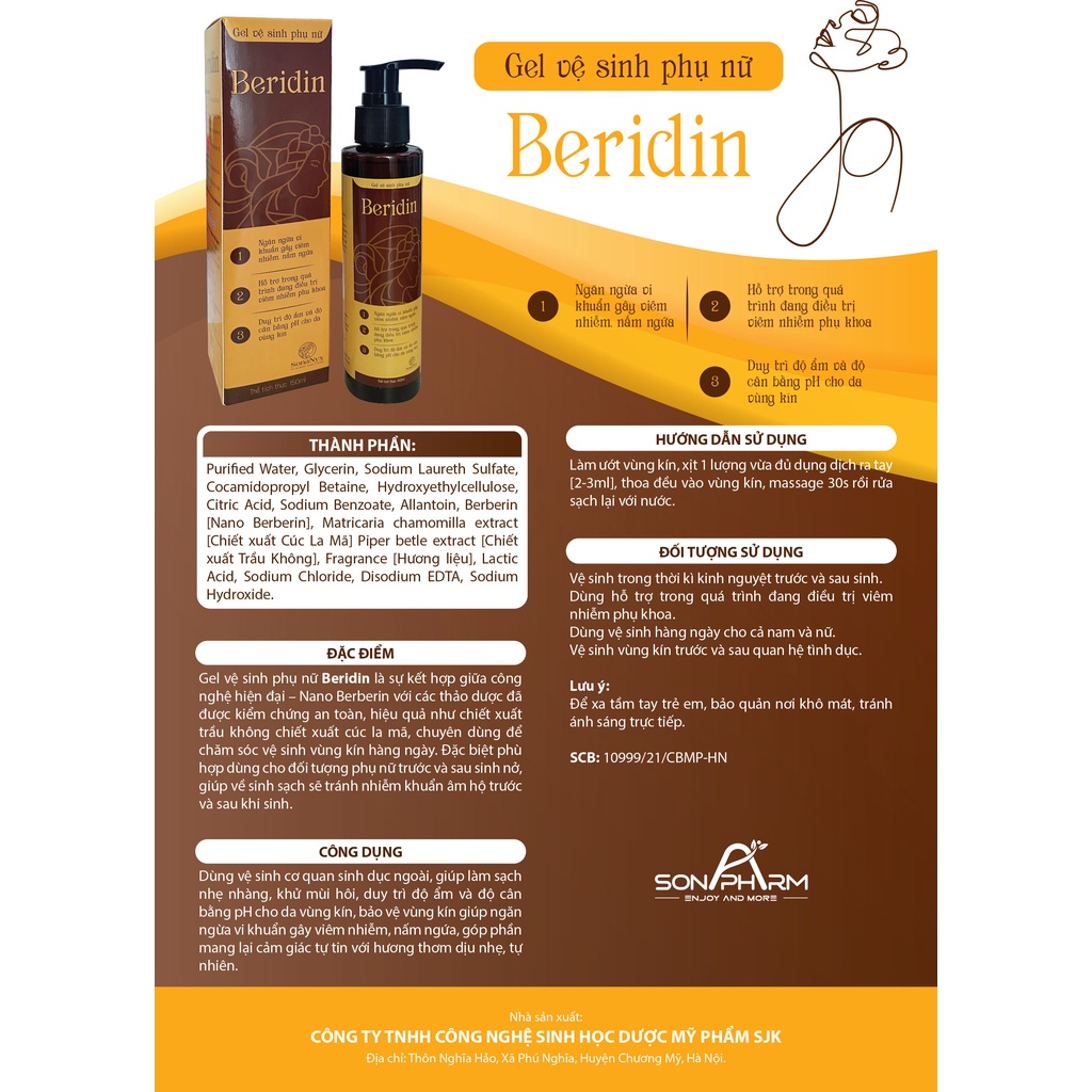 Gel Dung Dịch Vệ Sinh Phụ Nữ Beridin - Chai 150ml