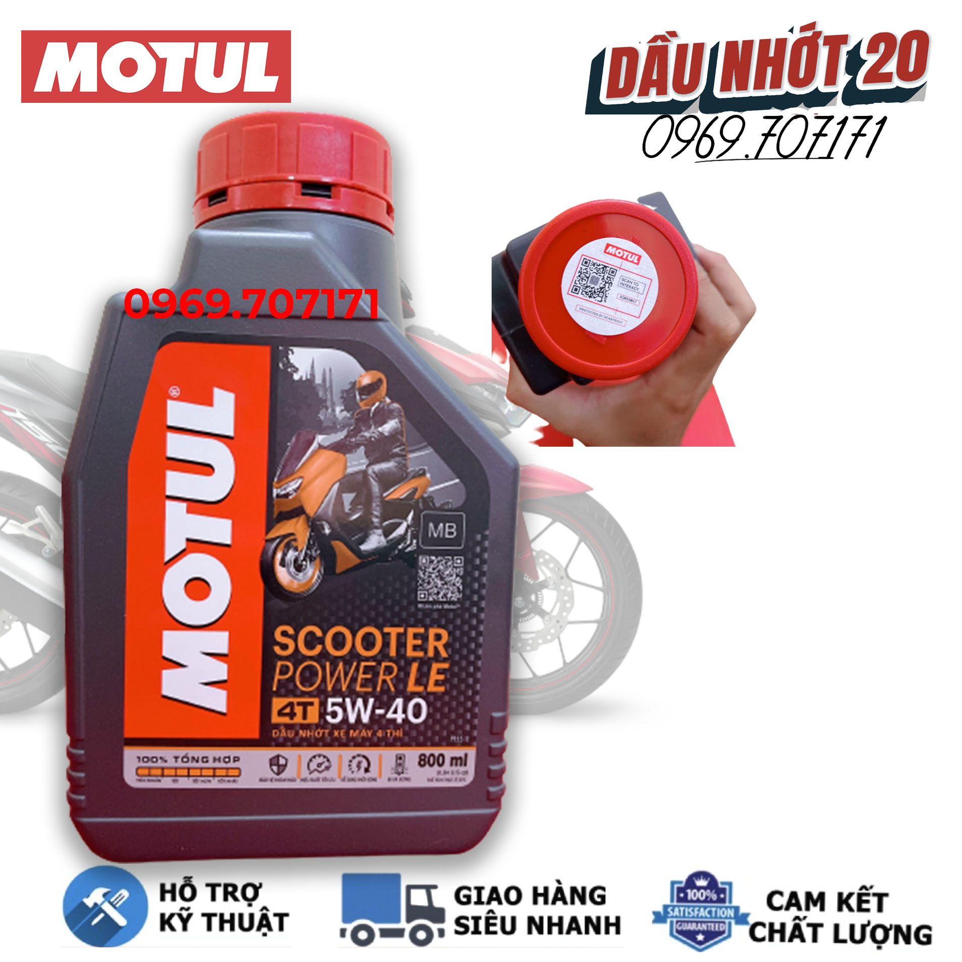 [HCM]Nhớt tổng hợp 100% cho xe tay ga Motul Scooter Power Le 800MLdầu nhớt chính hãng - dầu nhớt xịn chăm sóc xe toàn diện