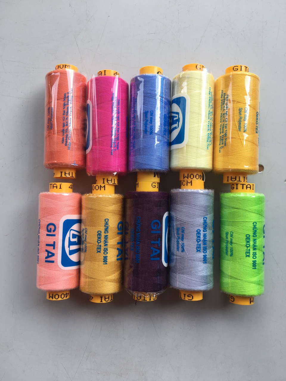 Sét 10 cuộn chỉ Gitai cuộn 400M 10 màu khác nhau