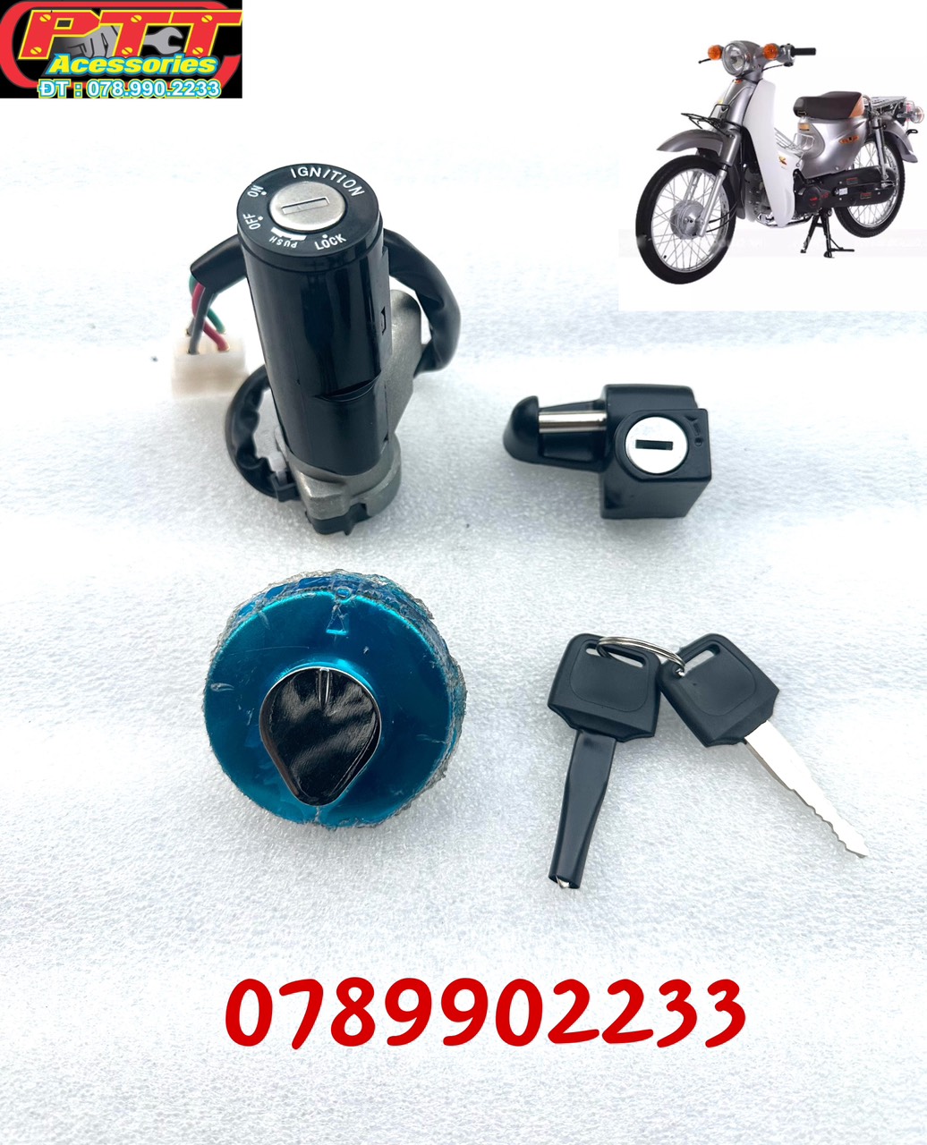 Bộ ổ khoá xe cub mới