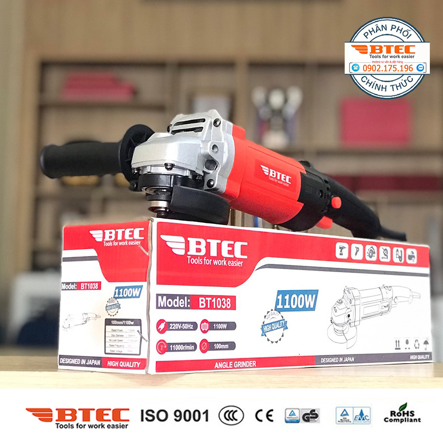 Máy mài 100mm Btec 1100w
