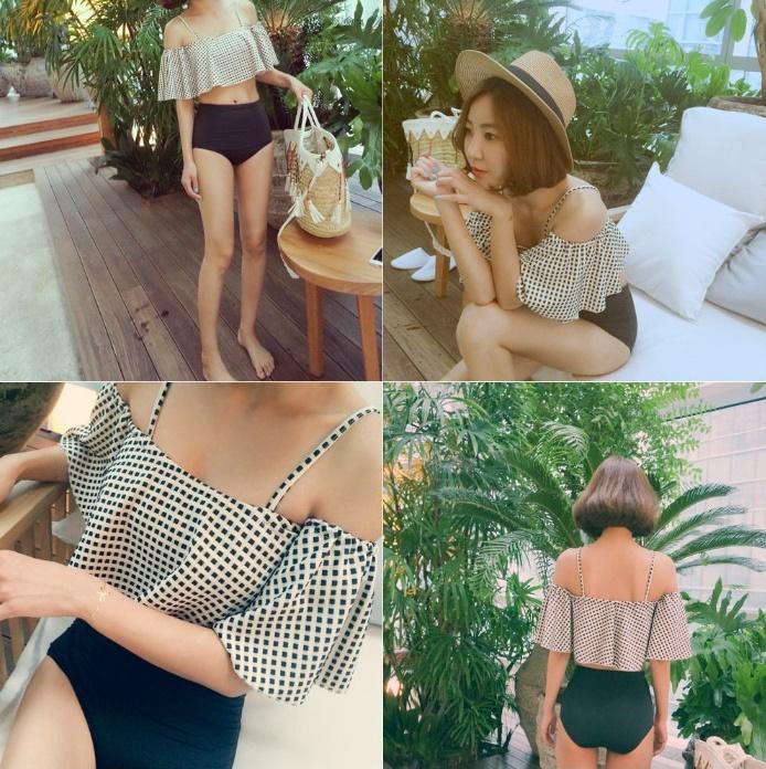 Đồ bơi nữ voan bèo chấm bi- Set bikini 2 mảnh