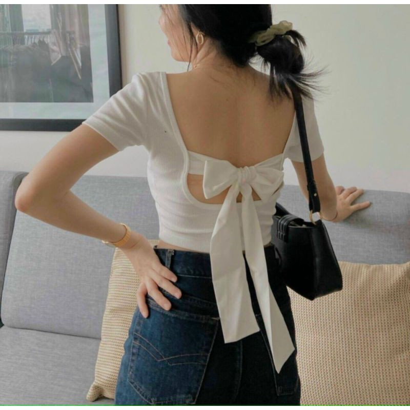 [HCM]Áo Thun Hở Vai Cột Sau