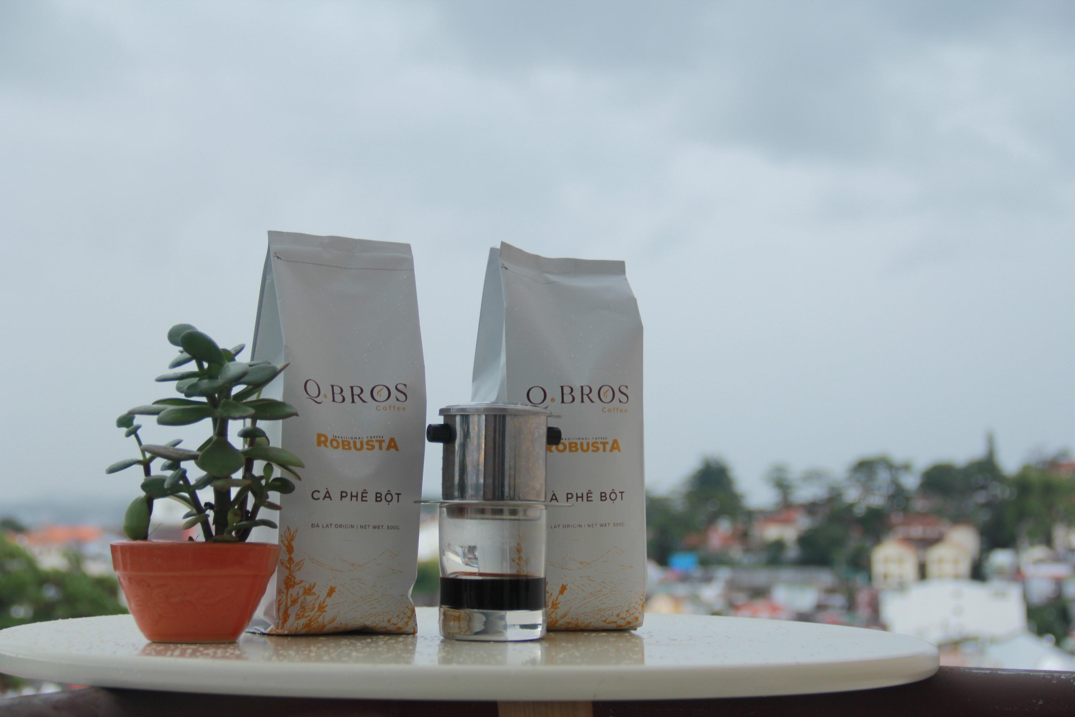 Cà Phê ROBUSTA - 1kg - Q.Bros Coffee Cà Phê bột pha máy/ pha phin Rubusta - Dạng hạt pha máy - Q.Bros Coffee - cà phê sạch
